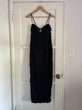 Reformation Malibu Sleeveless Maxi Dress In Linen Size 6 Black