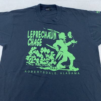 Vintage Leprechaun Chase Shirt Mens M/L Black Robertsdale Alabama 1990 Tee 90s