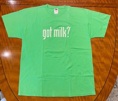 VTG Y2K Got Milk? Graphic T-Shirt Men's XL Fruit of the Loom Lime
