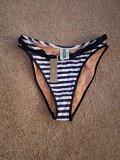 J. Crew High Rise Bikini Bottoms Nautical Striped Small