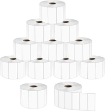 9527 Product 2" X 1" Sticker Labels, 12,000 Direct Thermal Labels, 12 Rolls