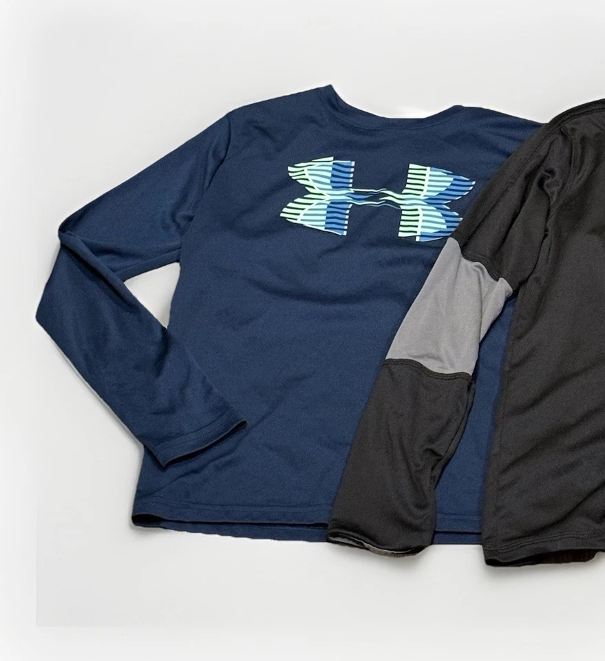 Under Armour Niños Talla YXL Manga Larga Algodón Calce Suelto Paquete de 2 Camisas Niños Foto 3 de 4