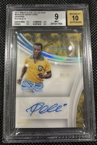 2017 Panini Immaculate Collection Marquee Signatures Pele Sapphire  /15 BGS 9-10