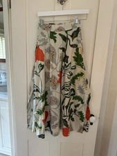 TOAST Floral A-Line Skirt -Foliage Print Poplin |Putty / UK Size 4 (Fits Like 2)