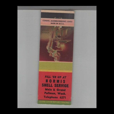 Matchbook Cover 1961 Mad Cap Maids Pin Up Normis Shell Service Pullman, WA