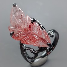 28 ct+ Natural Strawberry Quartz Ring 925 Sterling Silver Size 9 /R431404