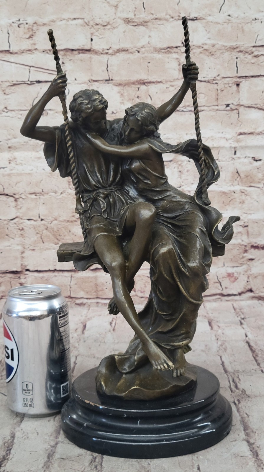 Art Deco Sculpture Couple Woman and Man In Love Swing Bronze Decorative Figure