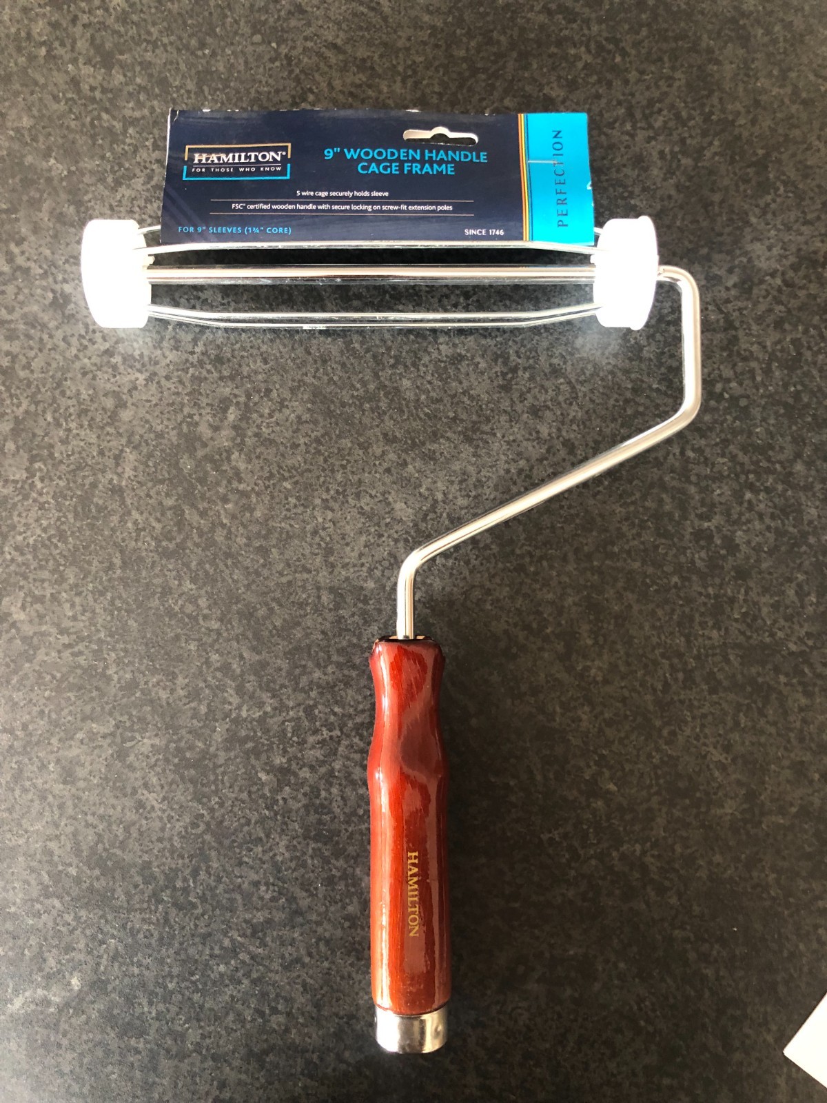9"" Hamilton Perfection Wooden Handle Cage Paint Roller Frame 1.75"" Core