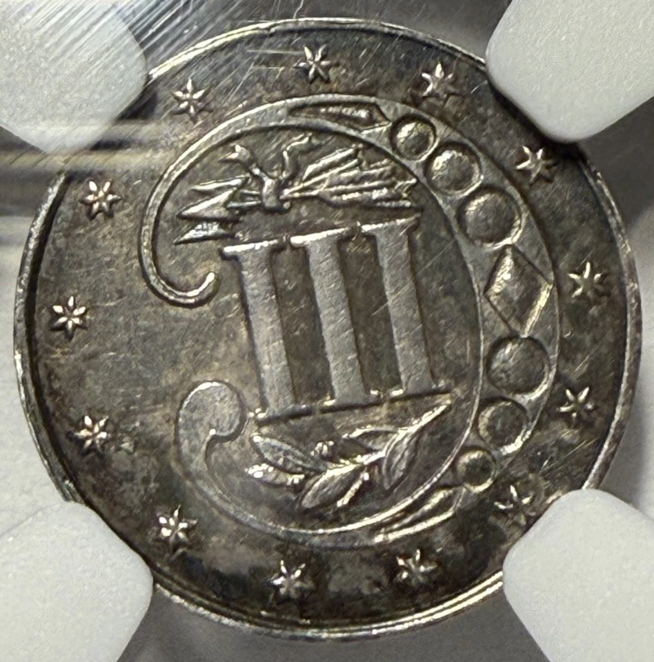 1859 Silver 3 Cent Piece – NGC UNC Details (Cleaned) – Sharp Strikes, Nice Eye - Image 4 of 4