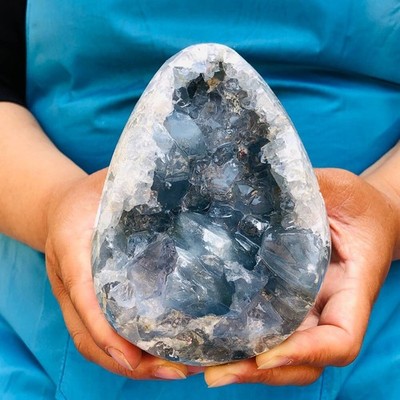 4.22LB Natural Blue Celestite Geode Quartz Crystal Mineral Specimen Healing