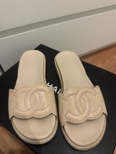 Original Chanel CC Slide Sandals Beige | 37C ...