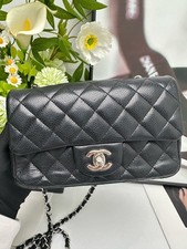Chanel Classic Flap Large Mini Shoulder Bag Caviar Leather Black