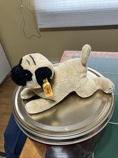 Steiff Pug Plush Puppy Dog Stuffed Toy American Kennel 281419 - 9" No Front Tag