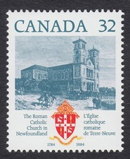 #1029 T1 Canada 1984 mnh = UNTAGGED VARIETY = Newfoundland Catholic Church