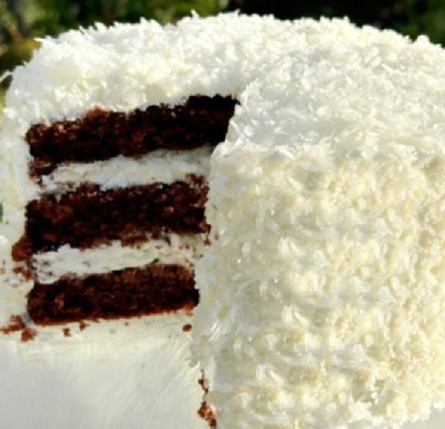 COCONUT DARK CHOCOLATE CAKE 