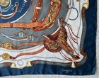 TORRENTE PARIS 100% Silk Scarf 34X 34 Inch Equestrian Design, Steel Blue — photo 5