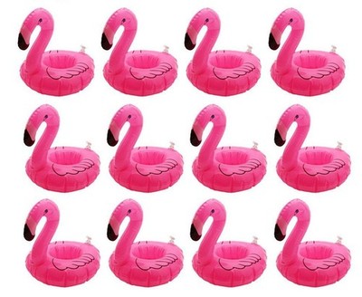Inflatable Floating Flamingo Drink Holder 12 Pack Swimming Pool Float Coaster...
