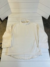 Athleta Cozy Karma Funnel Neck Sweatshirt White Womens Medium Fleece Pockets