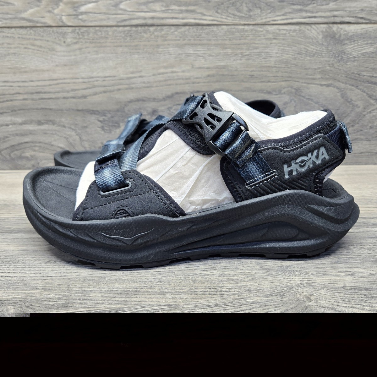 Hoka Infiniti Hike Black TC Men’s Hiking Strap Sandals with Dark Grey Accents HOKA Infini Hike TC Hiking Strap Sandal Men main image 2