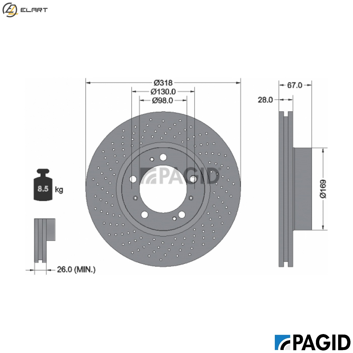 2x BRAKE DISC 50276NHC FOR PORSCHE BOXSTER/Spyder 911/Convertible/Targa 3.2L
