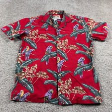 Camicia VINTAGE Paradise Found uomo piccola rossa floreale Magnum PI Camp Collar USA
