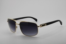 NEW PORTA ROMANA 1963 100Y GOLD BLACK WOOD GRADIENT AUTHENTIC SUNGLASSES 63-17