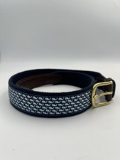 Vineyard Vines by Shep  Ian Blue Whale Canvas/Leather Club Belt sz 30