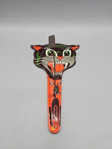 VINTAGE U.S. METAL TOY MFG. CO. LITHO BLACK CAT NOISE MAKER EUC!