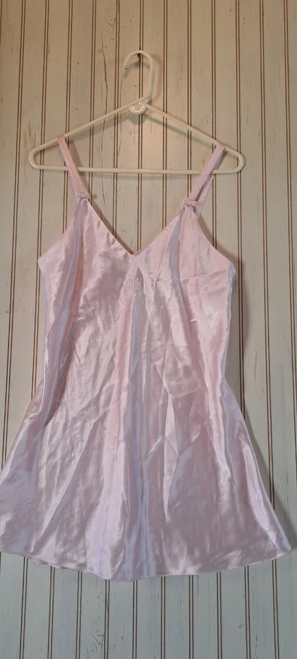 Vintage Christian Dior Camisola de Lingerie Rosa Vestido Curto Logotipo Sexy M - Imagem 4 de 4