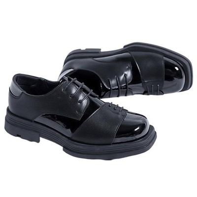 Men's Formal Dress Business Lace Up Leather Splicing Platform Korean Style Shoes