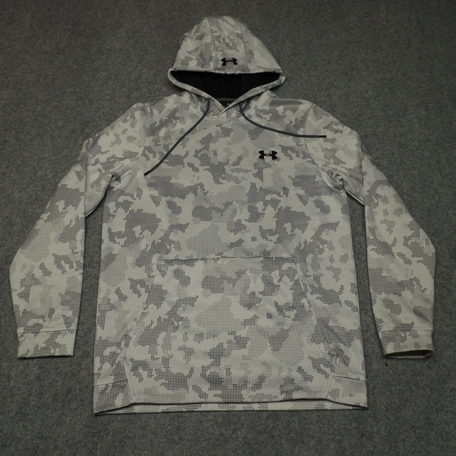 Under Armour Men's White Gray ColdGear Pullover Hoodie Small S Polyester