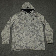 Under Armour Men's White Gray ColdGear Pullover Hoodie Small S Polyester
