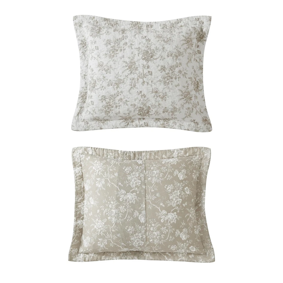 Juego de edredón Queen, ropa de cama reversible de algodón floral con fundas a juego, hogar Foto 4 de 4