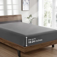 FreshCulture Twin XL Fitted Sheet Only - Hotel Quality TXL-21inch, Dark Grey 