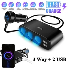 12V Car Cigarette Lighter Socket Dual USB Charger Splitter Outlet Power Adapter