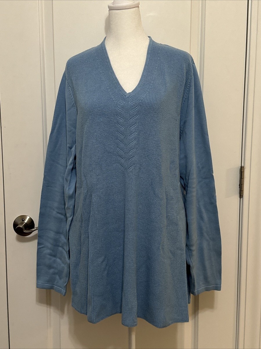 ゼイビア・アイザック Isaac Mizrahi V-Neck Shaker Stitch Swing Sweater Horizon