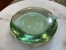 Fire And Light Recycled Glass Round Celery Green Candle Holder Paperweight