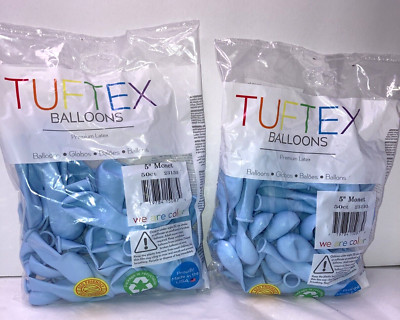 Lot of 2 Pkgs of 50 Latex Balloons (100) 5'' Tuftex Monet Baby Blue Party Reveal