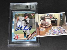 Corbin Carroll DBacks SIGNED 2019 1st BOWMAN Sky Blue Base BGS Beckett Auto 10 .