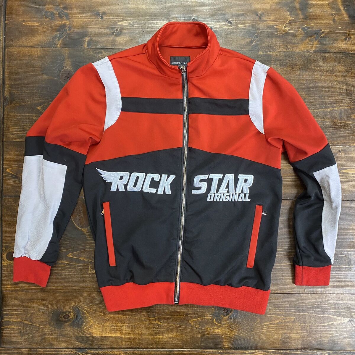 Rockstar Original Men Medium Full Zip Track Style Red Rockstar Original Men Medium Full Zip Track Style Red