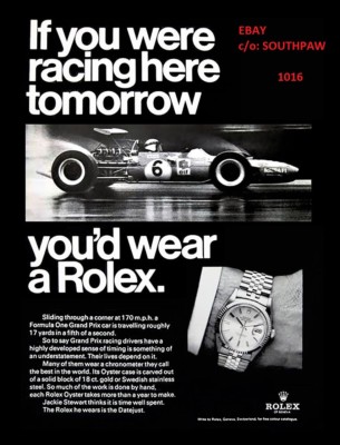 Race Car Nascar Rolex Watch 1969 Rolex Watches Formula One 'Racing