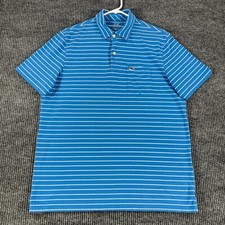 Vineyard Vines Polo Shirt Mens Medium Blue Striped Short Sleeve Lightweight