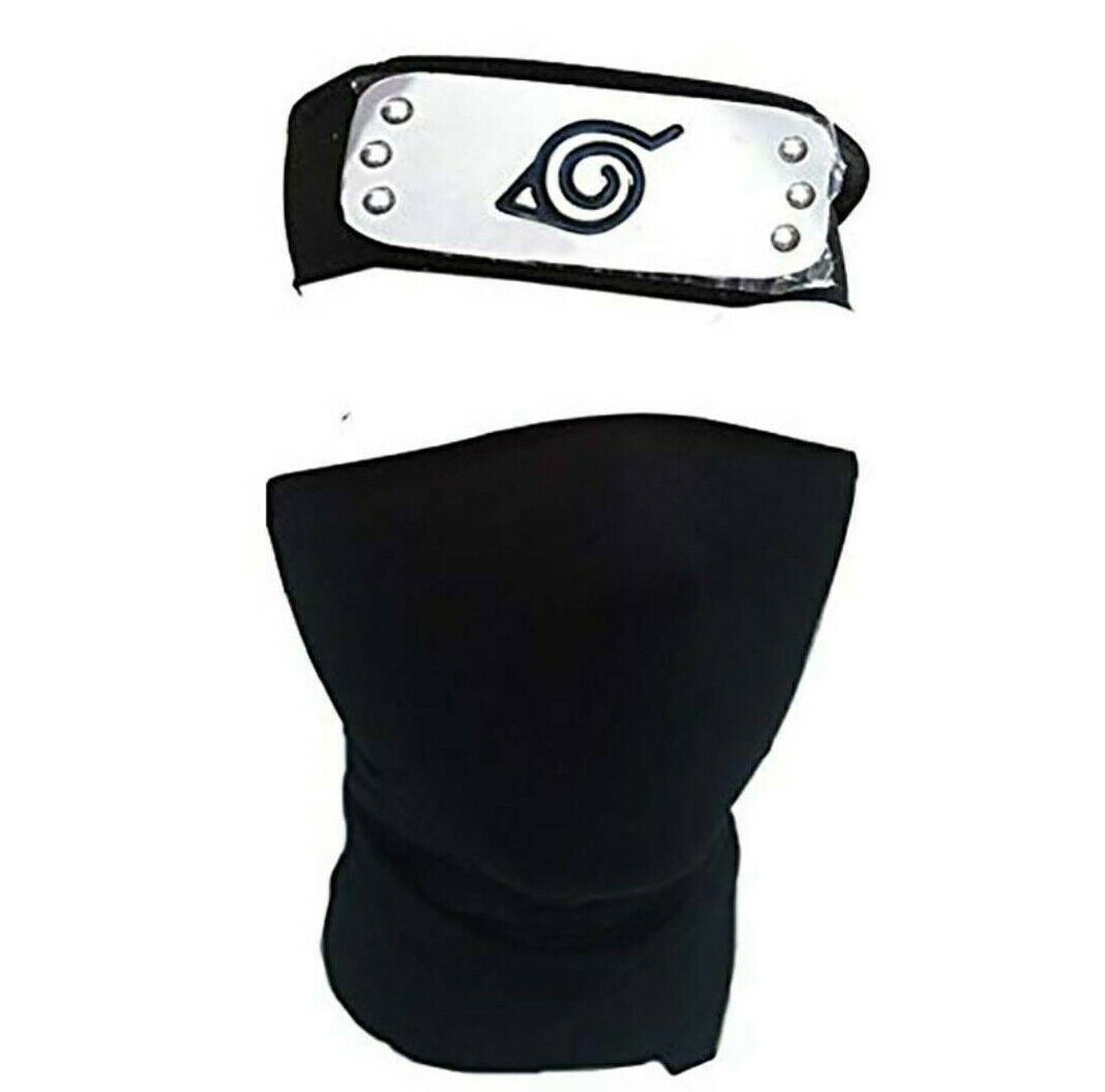 NARUTO Adult Kakashi Hatake Ninja Outfit Cosplay Costume Full Set with Face  Covering and Headband Wig