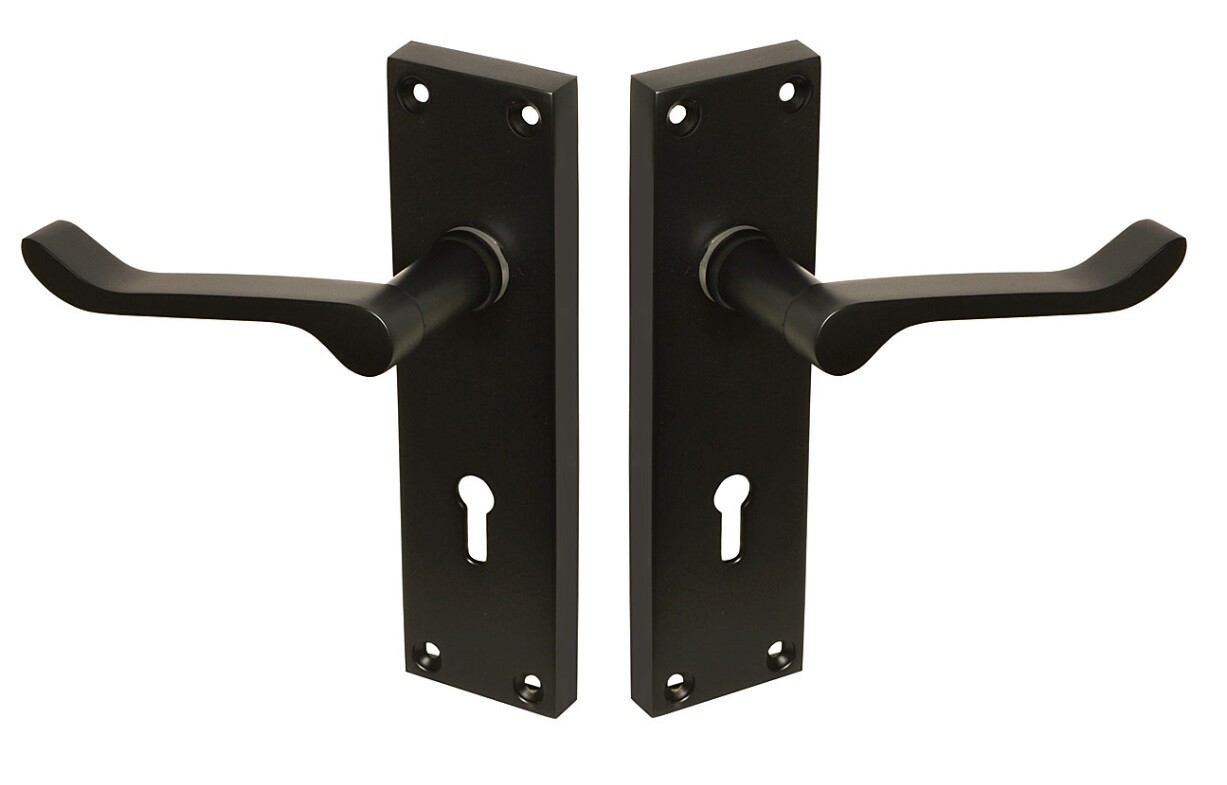 Victorian Scroll Mortice Keyhole Matt black door handle 155x42mm eBay