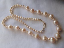 One 19 34 Str Hand Crafted Freshwater Pearl Necklace Peach Gf Clasp N61 Dng