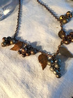 VINTAGE DANGLE NECKLACE IN BRASS. BERRY & LEAF DESIGN UNIQUE — photo 2