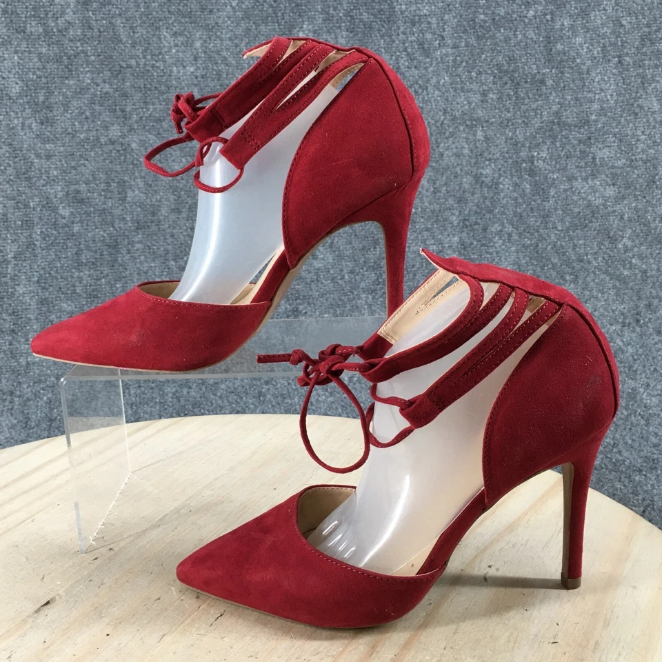 Zapatos de tacón Charlotte Russe para mujer 7 correa al tobillo 949719 rojo imitación cuero puntiagudo Foto 2 de 4