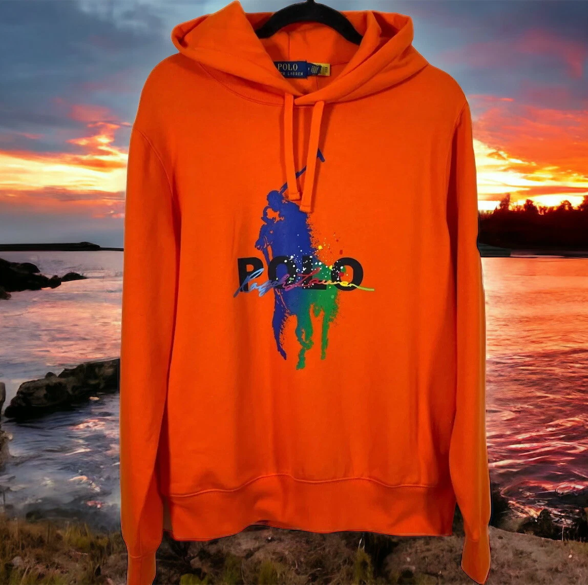 Mens orange shop polo hoodie