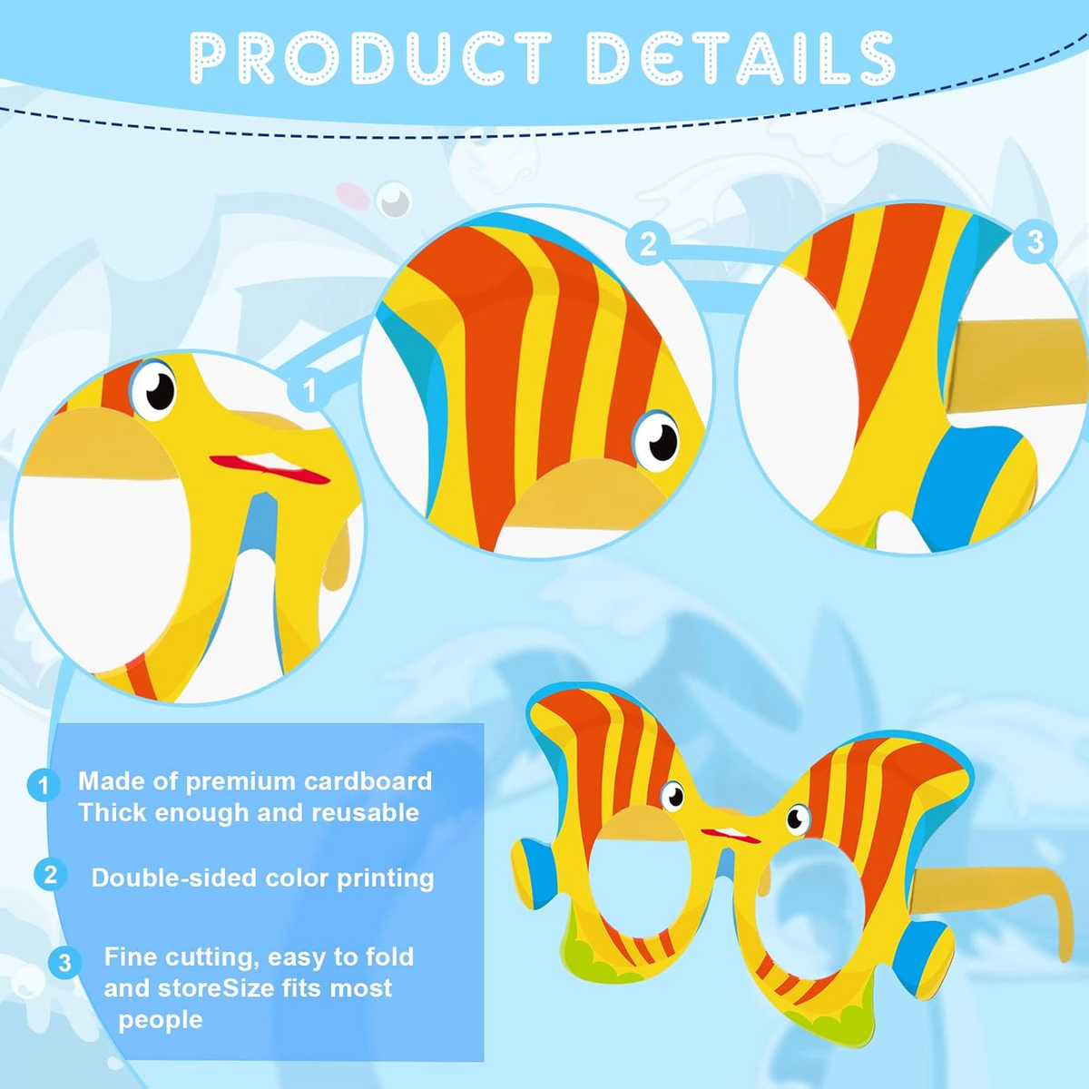 32 Pack Sea Animal Paper Glasses - Ocean Theme Party Favors & Photo Props