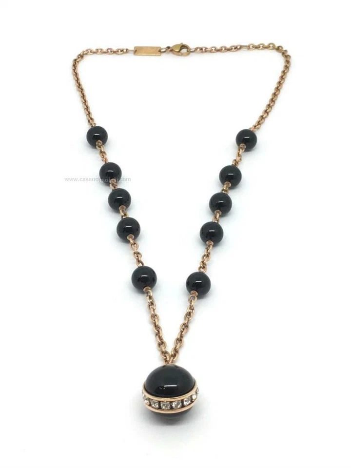 COLLANA BROSWAY ELIZABETH IN IN ACCIAIO ,ONICE NERO, PVDORO ROSA E SWAROWSKI - Immagine 2 di 2